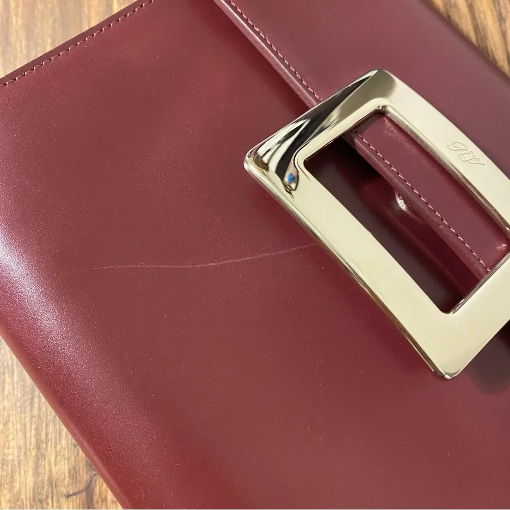 Roger Vivier Maroon Leather Crossbody with Gold Buckle - Picture 3 of 5